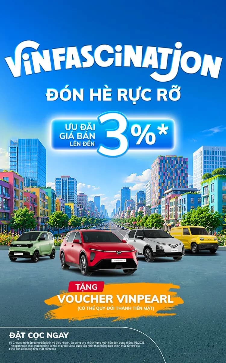 VINFASCINATION – Đón Hè Rực Rỡ, Ưu Đãi Xe VinFast Green Lên Đến 3%