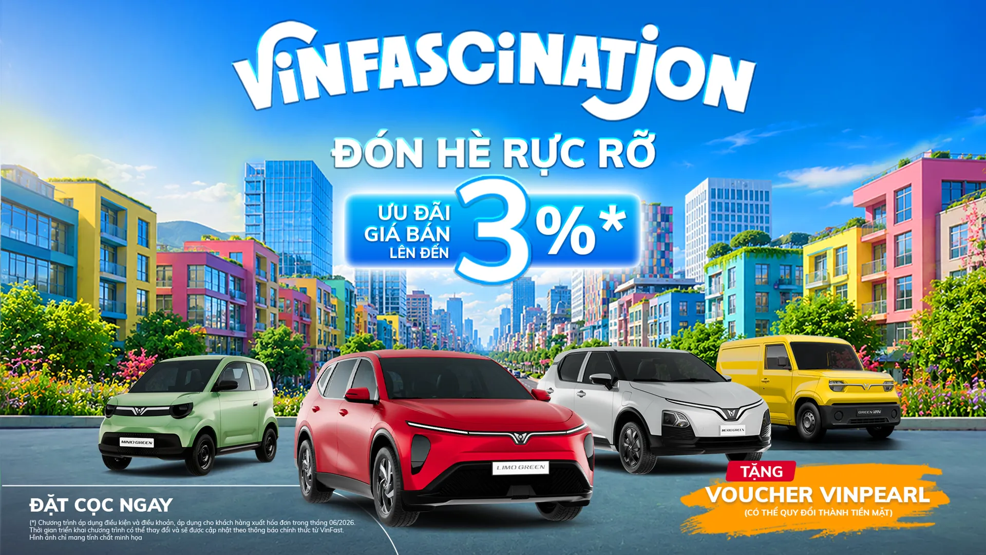 VINFASCINATION – Đón Hè Rực Rỡ, Ưu Đãi Xe VinFast Green Lên Đến 3%